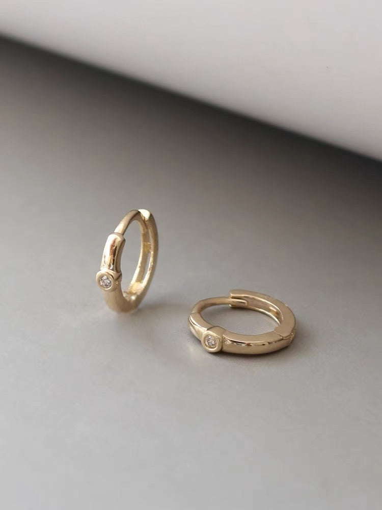 Mini Bezel Huggie Hoops
