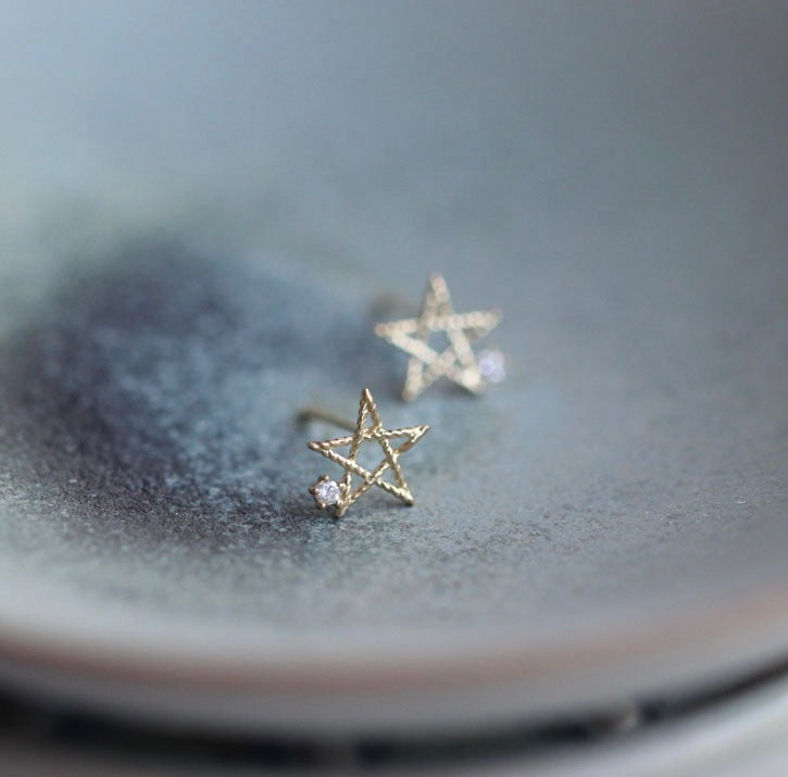 Twisted Gem Star Stud Earrings