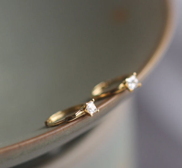 Asscher Cut Huggie Hoops