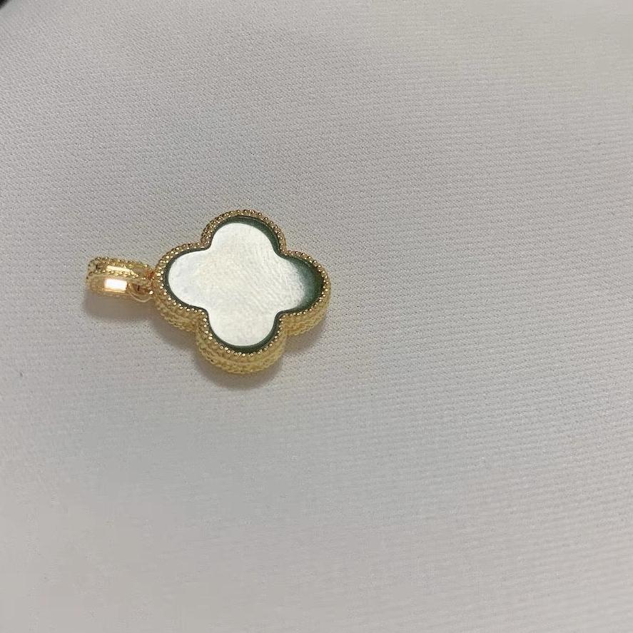 Beaded Dual Face Jasper Stone Clover Charm Pendant