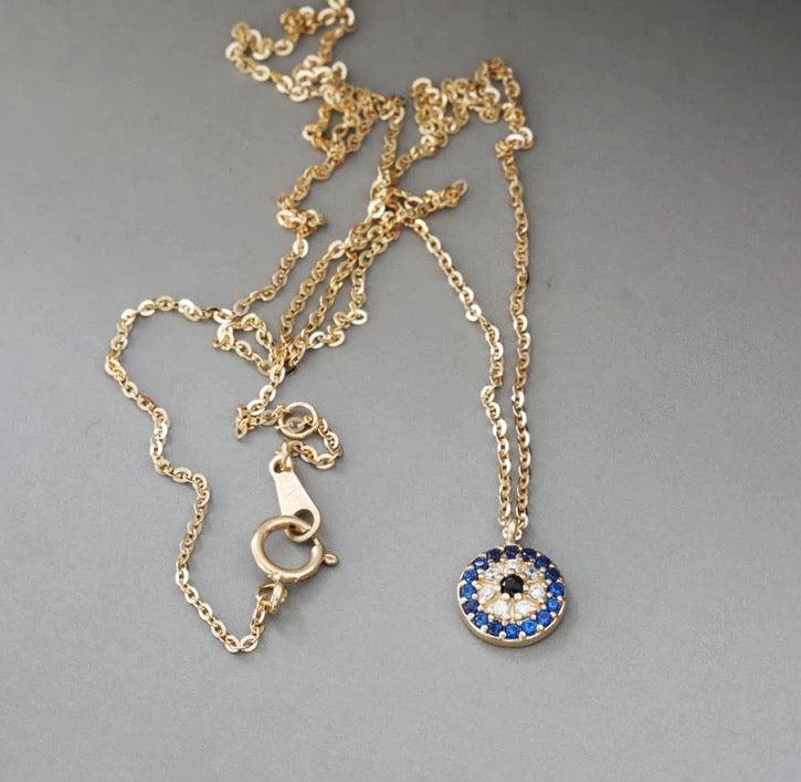 Evil Eye Round Charm Necklace