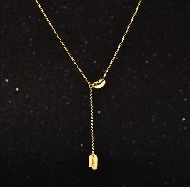 'Lucky' Bean Lariat Necklace