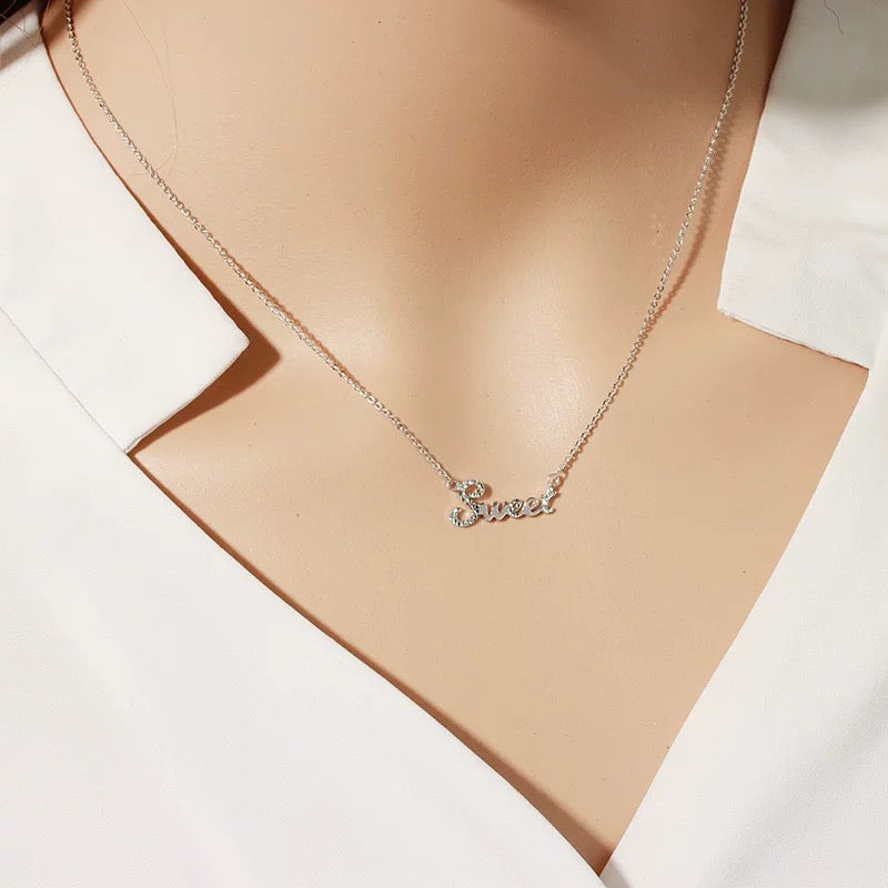 'Sweet' Text Charm Necklace