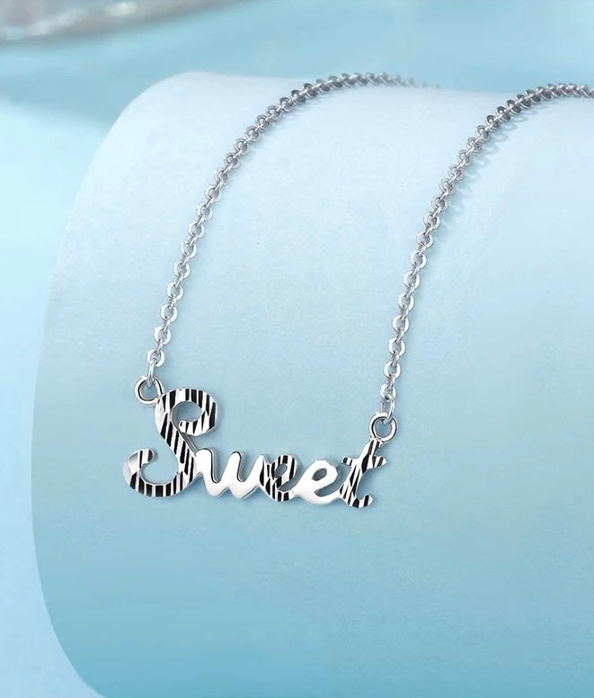 'Sweet' Text Charm Necklace