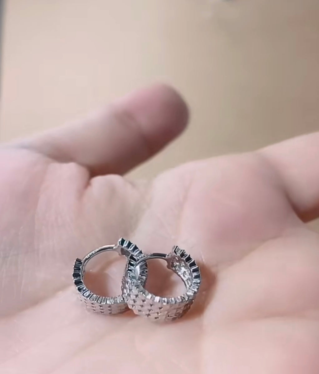 Wide Band Spiral Mirror Cut Hoop Earrings