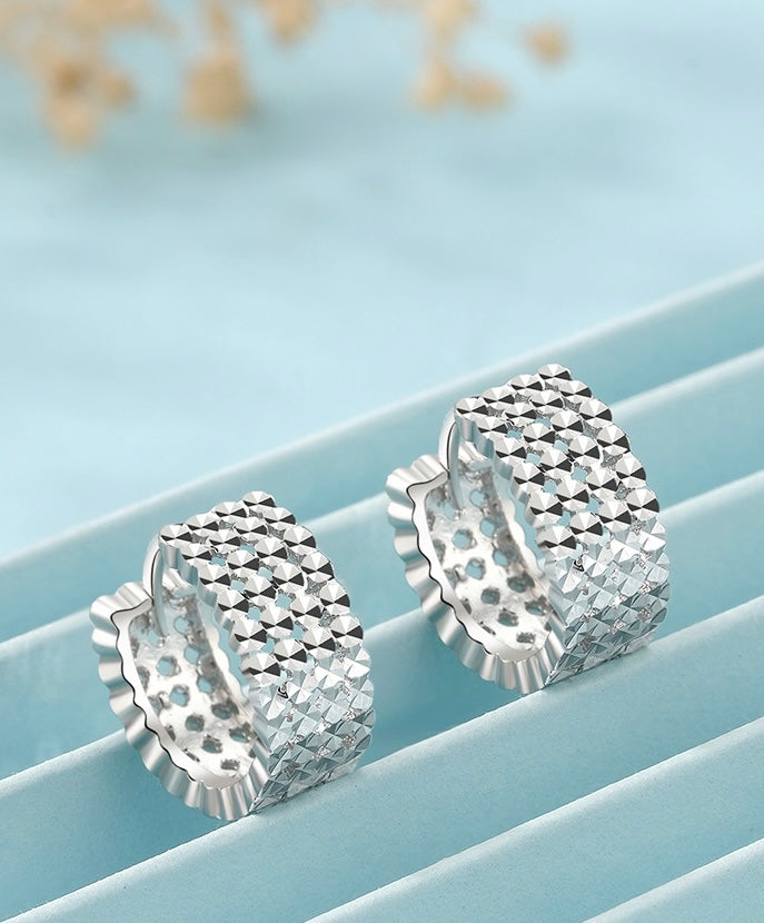 Wide Band Spiral Mirror Cut Hoop Earrings