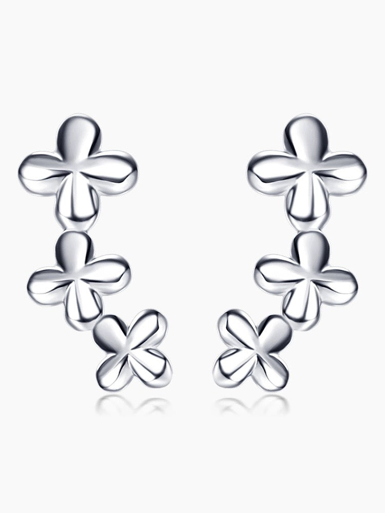 Flower Chain Panel Stud Earrings