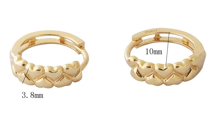 Plaited Hearts Huggie Hoops