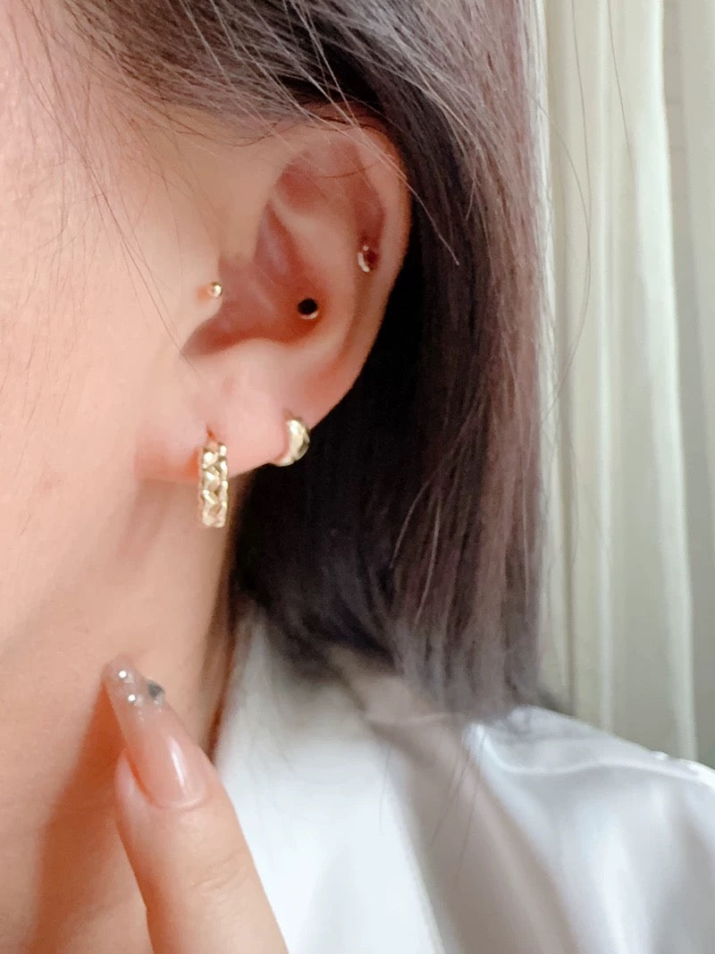 Plaited Hearts Huggie Hoops