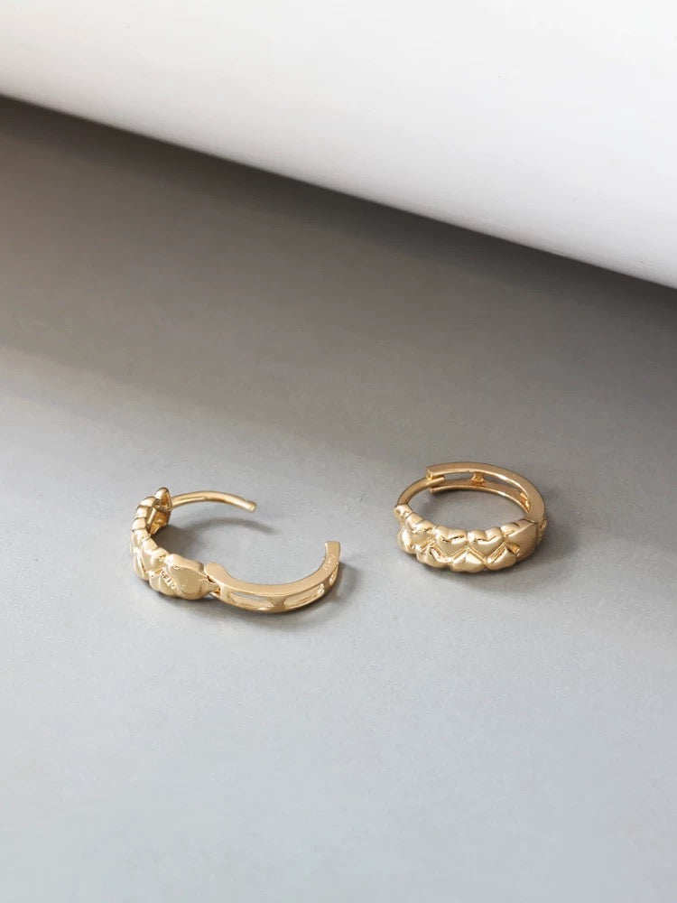 Plaited Hearts Huggie Hoops