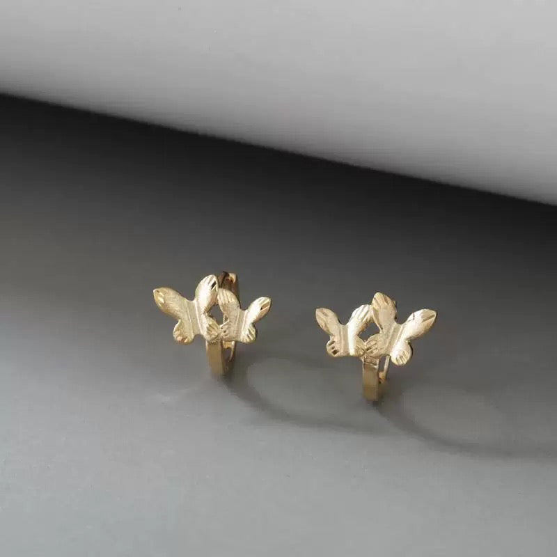 Twin Butterflies Huggie Hoops