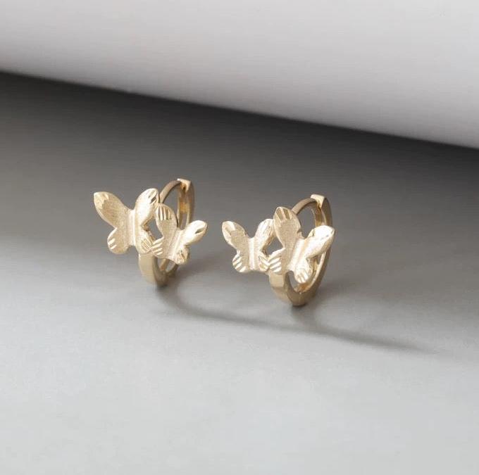 Twin Butterflies Huggie Hoops