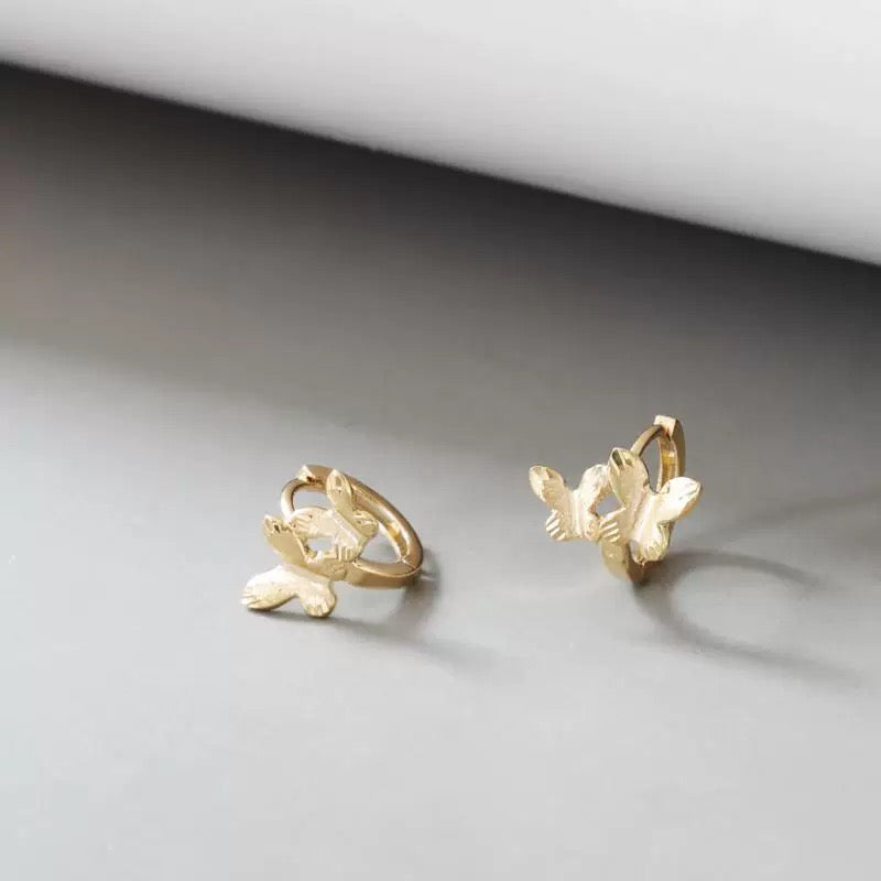 Twin Butterflies Huggie Hoops