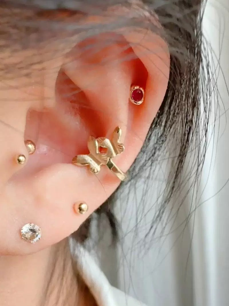 Twin Butterflies Huggie Hoops