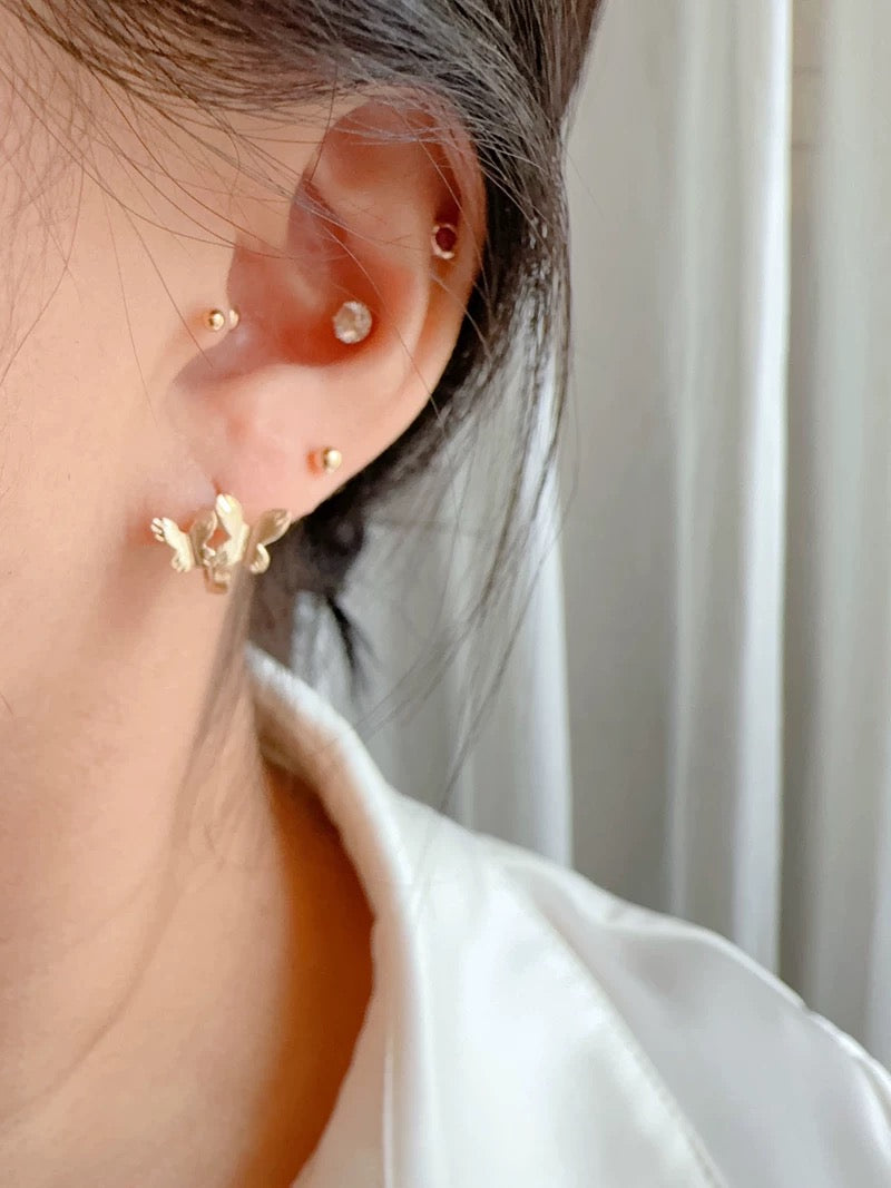 Twin Butterflies Huggie Hoops