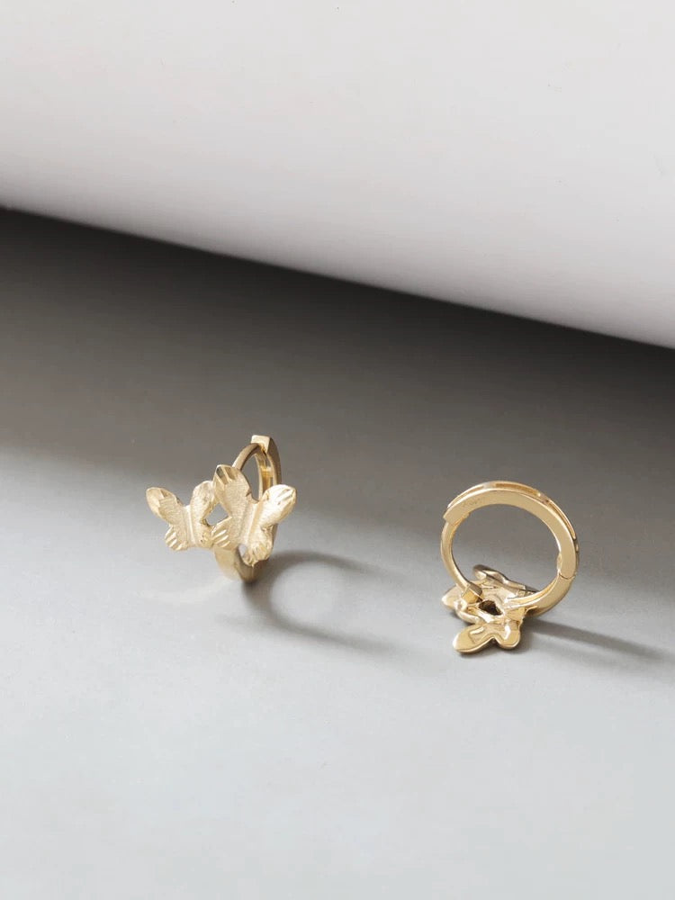 Twin Butterflies Huggie Hoops