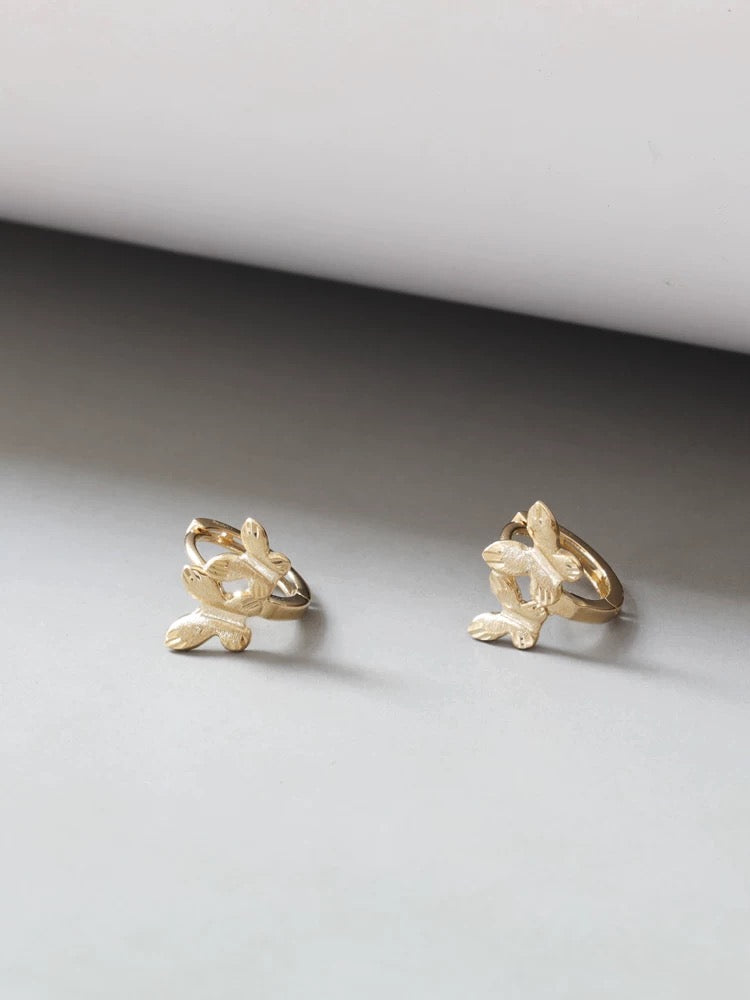 Twin Butterflies Huggie Hoops