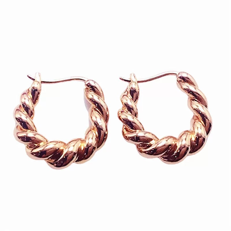 Ribbed Handbag Hoop Earrings