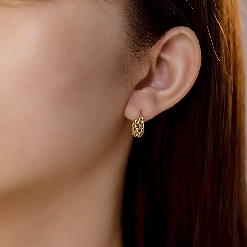 Waffle Pebbled Huggie Hoops