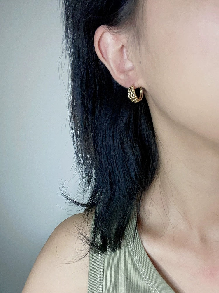 Waffle Pebbled Huggie Hoops
