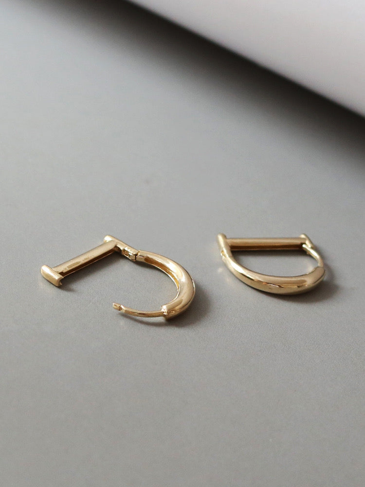 Capital D Huggie Hoops