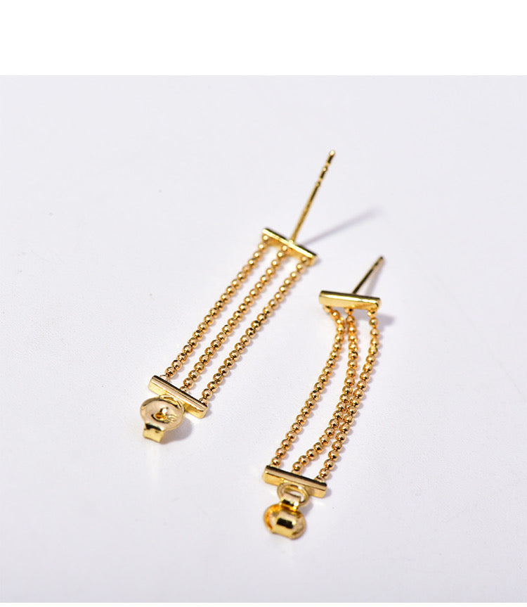 Three Ball Bead Chain Stud Earrings
