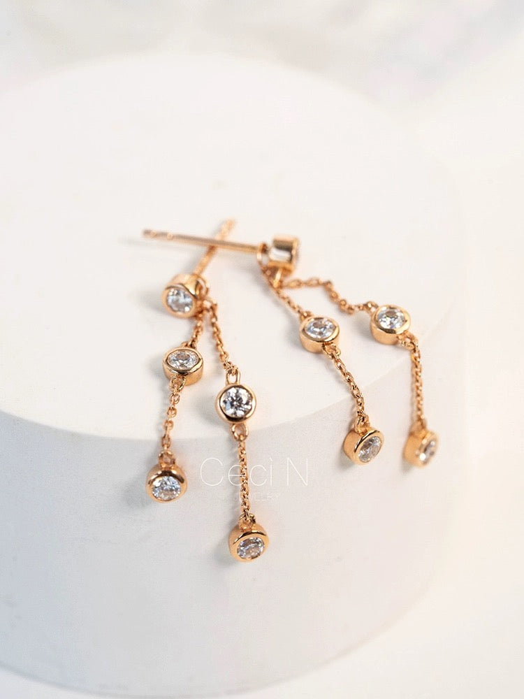 2 in 1 Bezel Waterfall Stud Earrings