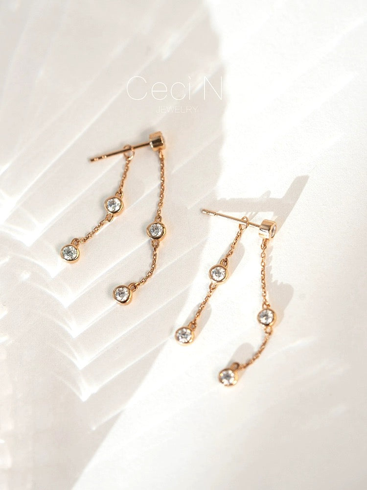 2 in 1 Bezel Waterfall Stud Earrings