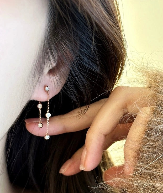 2 in 1 Bezel Waterfall Stud Earrings