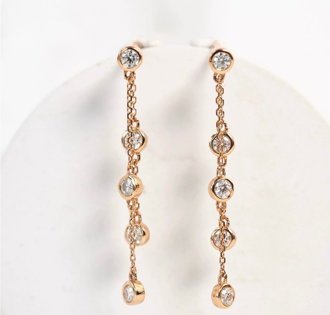 2 in 1 Bezel Waterfall Stud Earrings