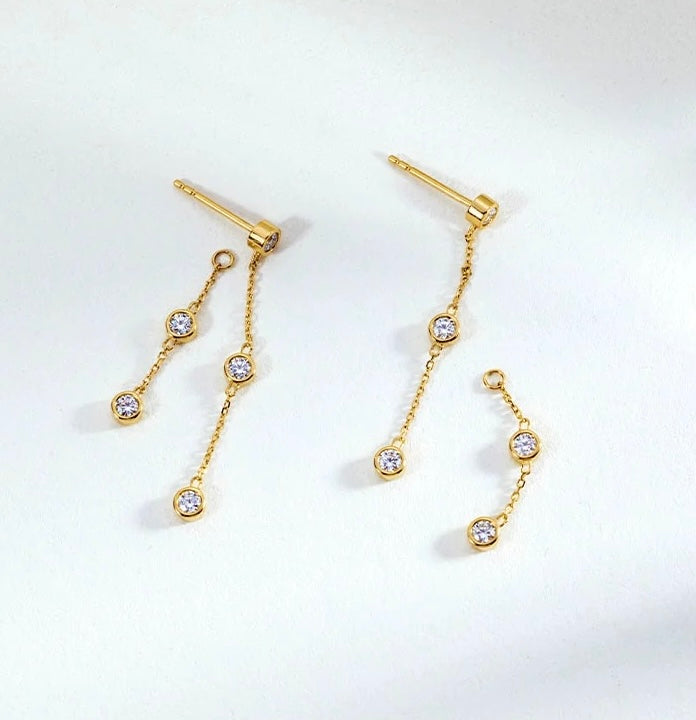 2 in 1 Bezel Waterfall Stud Earrings