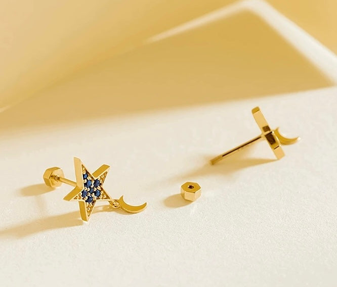 Ruby & Sapphire Eras Star Stud Earrings