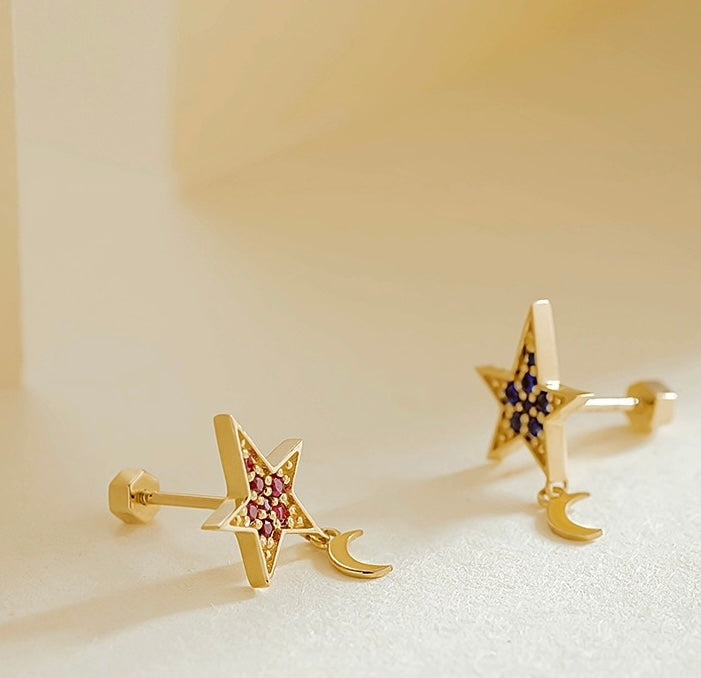 Ruby & Sapphire Eras Star Stud Earrings