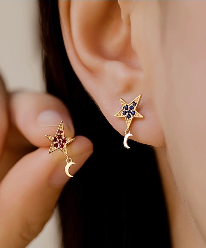 Ruby & Sapphire Eras Star Stud Earrings
