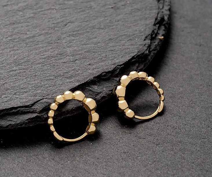 Bobble Bead Huggie Hoops
