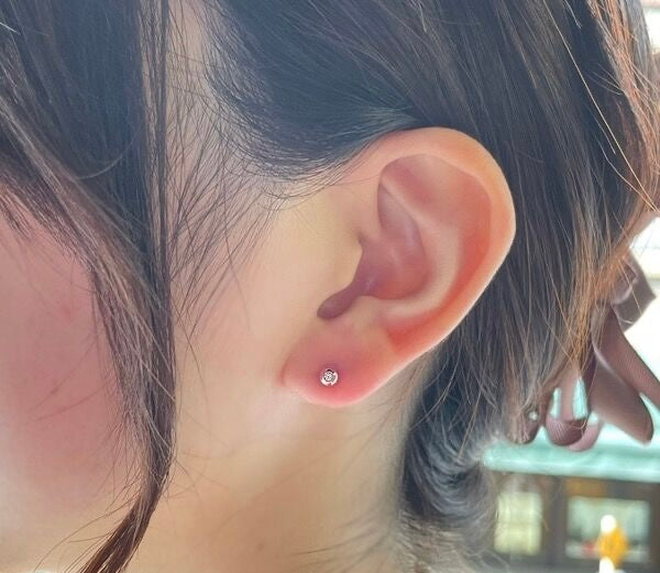 Bezel Eye Dome Stud Earrings