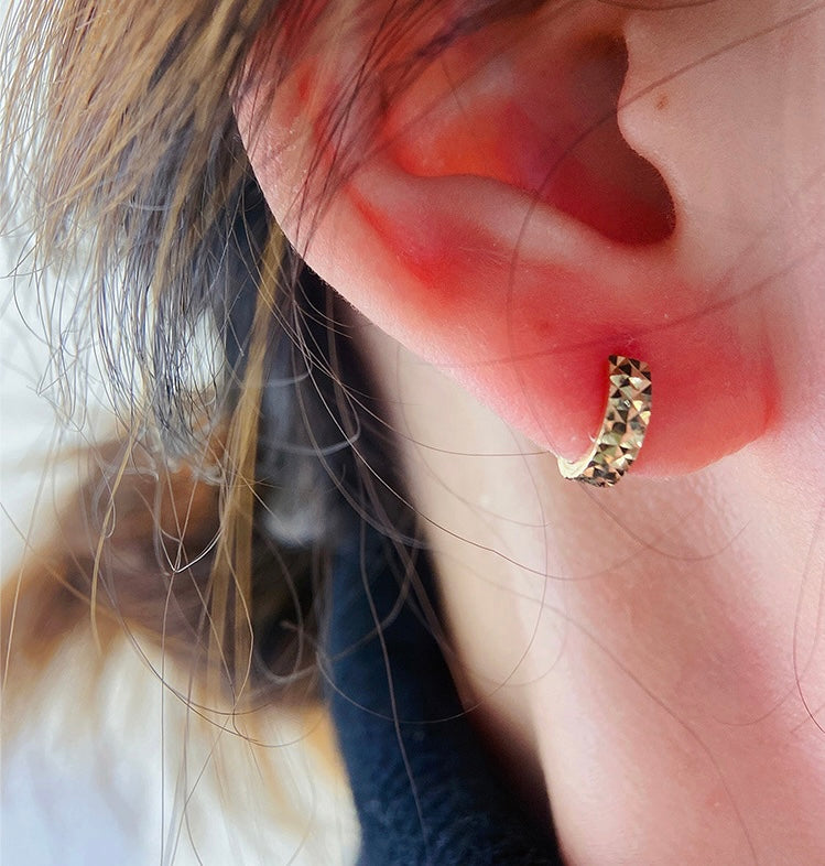 Twin Mirror Cut Huggie Hoops