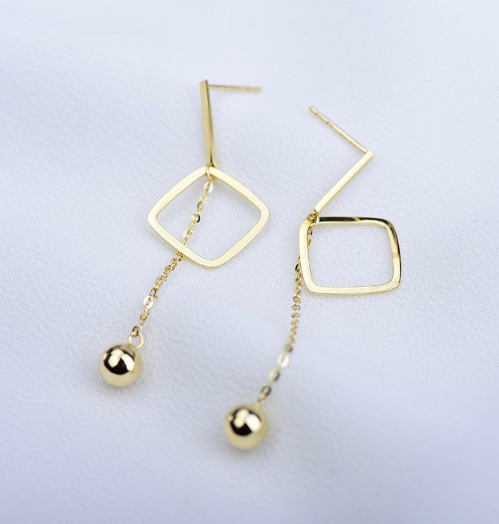 Hanging Square & Dome Stud Earrings