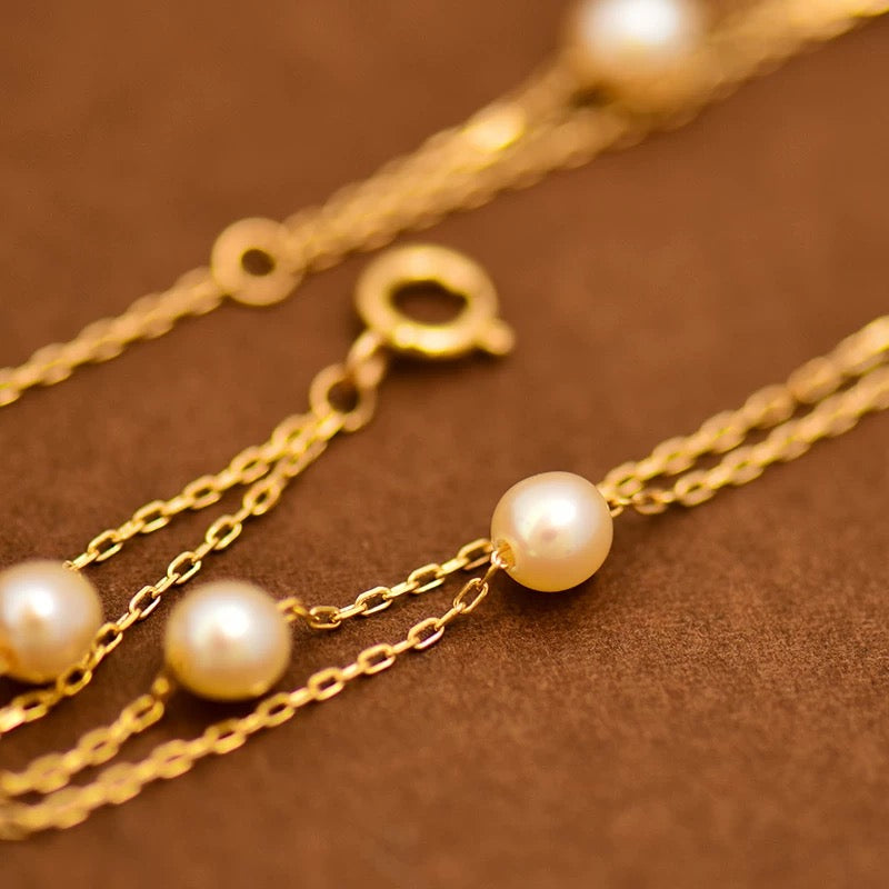Double Pearl Belcher Chain Bracelet