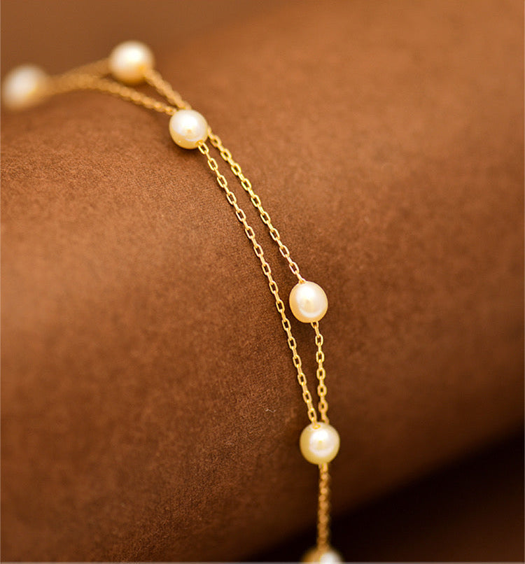 Double Pearl Belcher Chain Bracelet