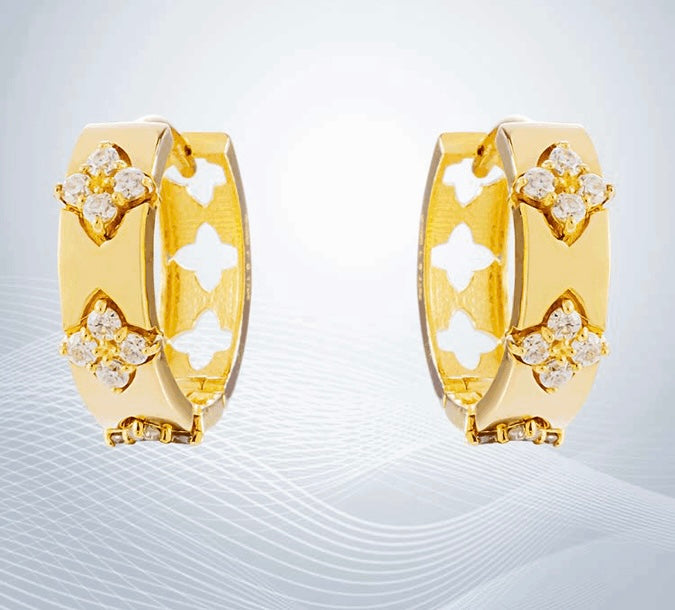 Studded Clover Band Huggie Hoops