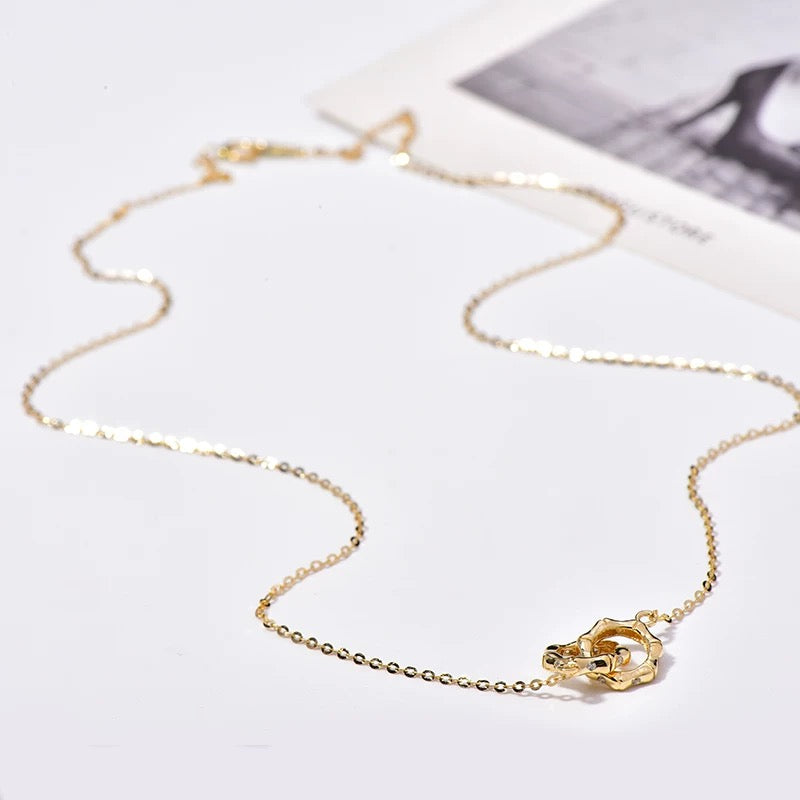 Jewelled Bamboo Connected Rings Necklace