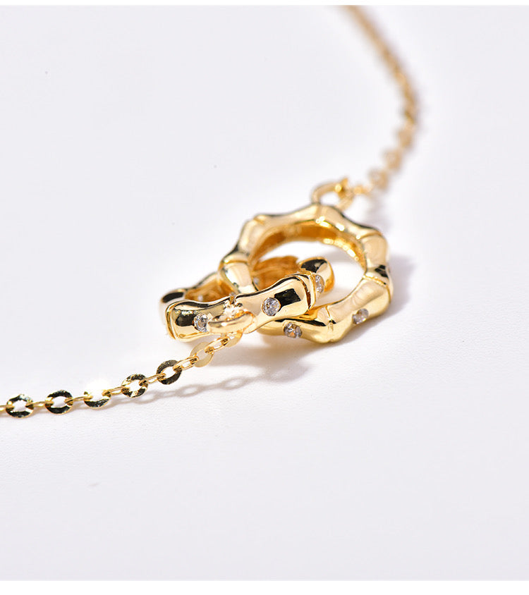 Jewelled Bamboo Connected Rings Necklace