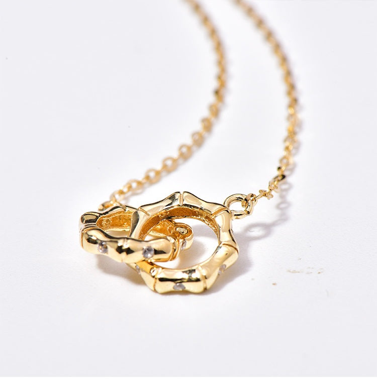 Jewelled Bamboo Connected Rings Necklace