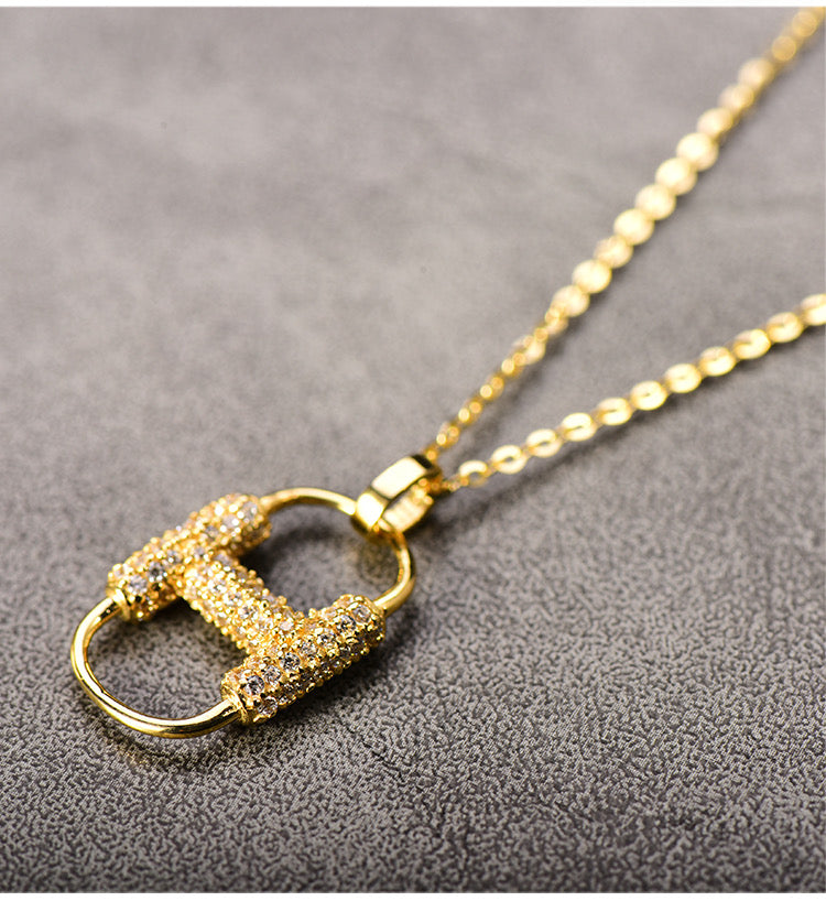 H Cluster Ring Charm Necklace