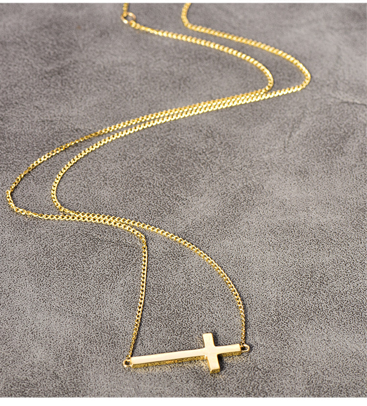 Laying Cross Collar Necklace