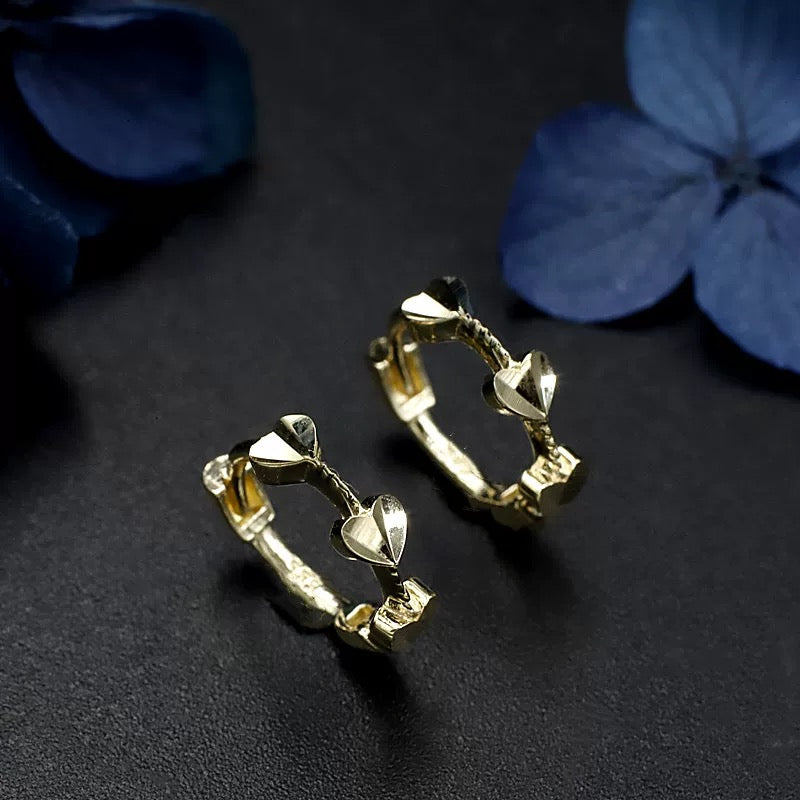 Three Hearts Twist Huggie Hoops