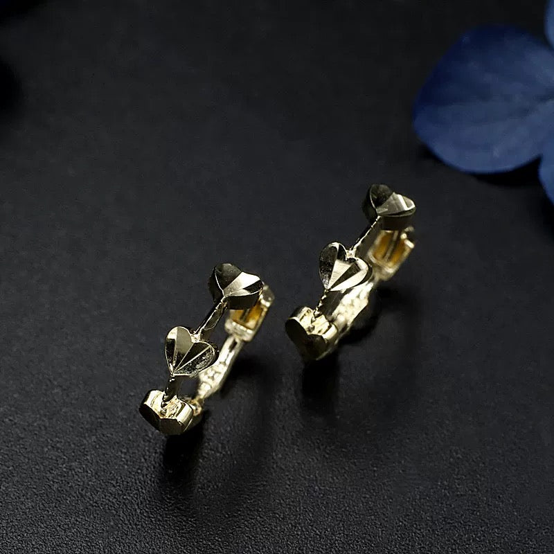 Three Hearts Twist Huggie Hoops