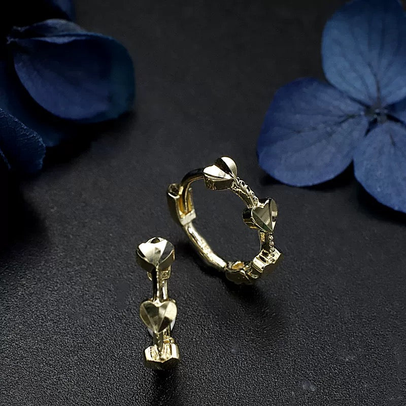 Three Hearts Twist Huggie Hoops