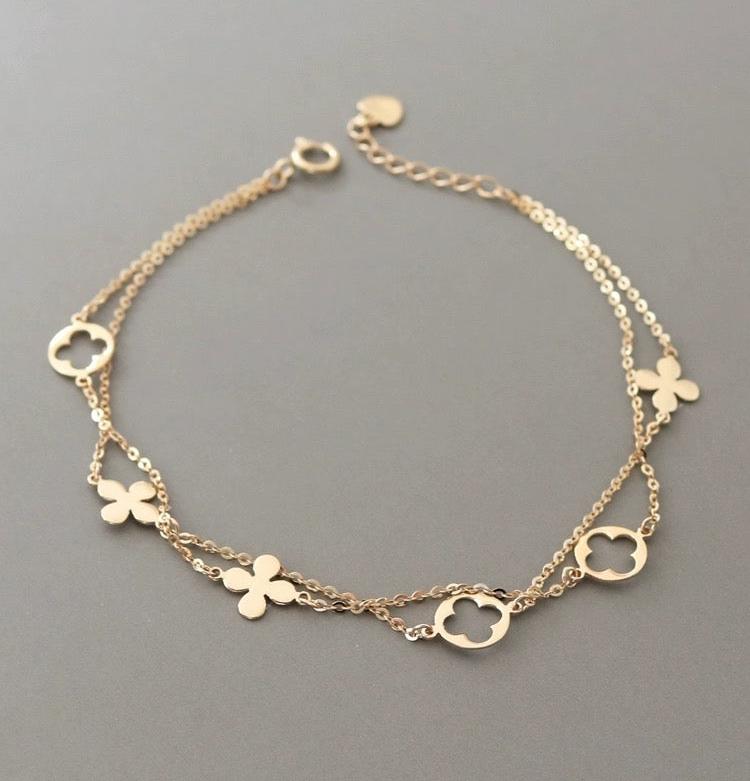Double Chain Flower Petal Bracelet